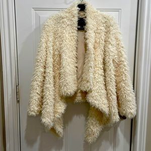 Forever 21 Fuzzy Coat - crème - large